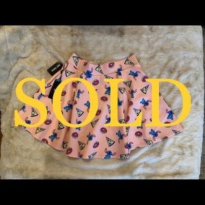 Disney Stitch Pizza & Donuts Zipper Scuba Skirt